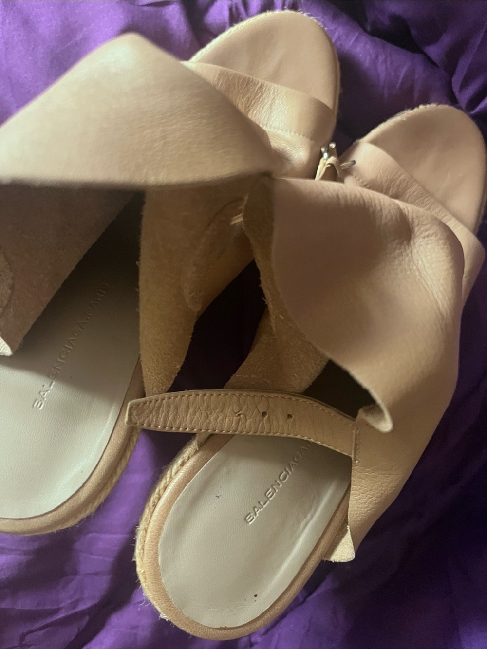Balenciaga Blush Nude Leather Slide Heels